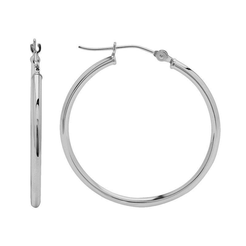 Everlasting Gold 10k White Gold Hoop Earrings, Womens Product Image