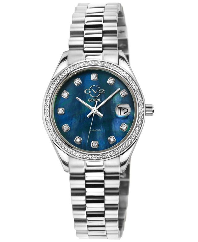 GV2 by Gevril Womens Naples Swiss Quartz Diamond Silver-Tone Stainless Steel Bracelet Watch 32mm Product Image