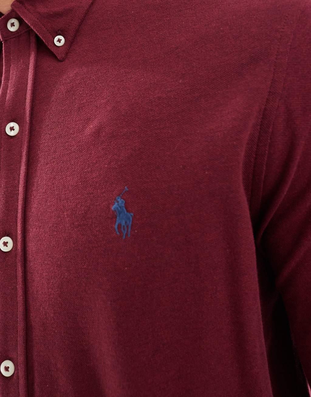 Polo Ralph Lauren icon logo pique shirt in burgundy heather Product Image