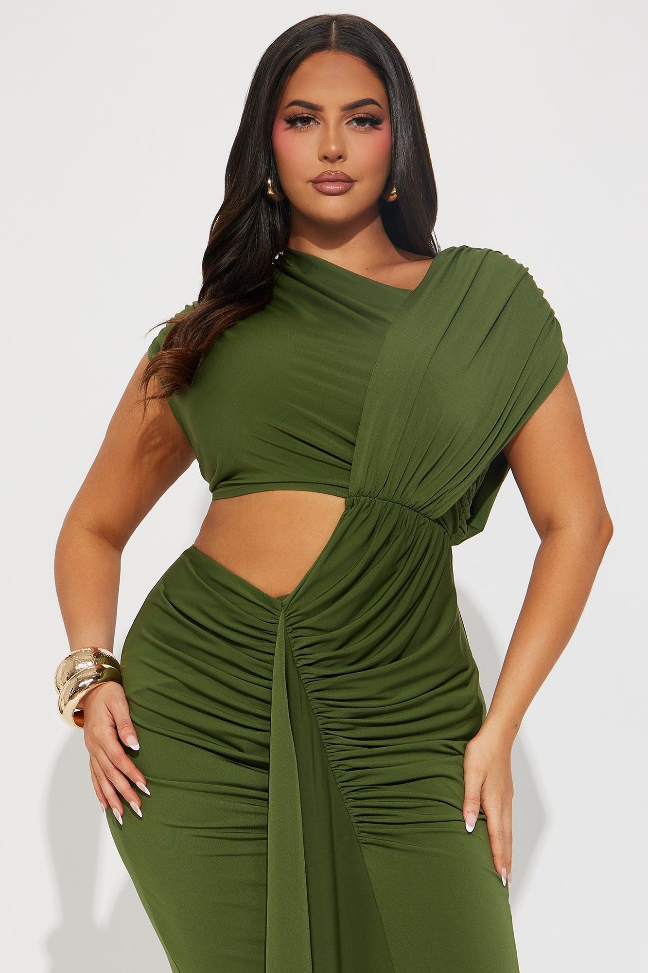 Aria Cut Out Maxi Dress - Olive Product Image