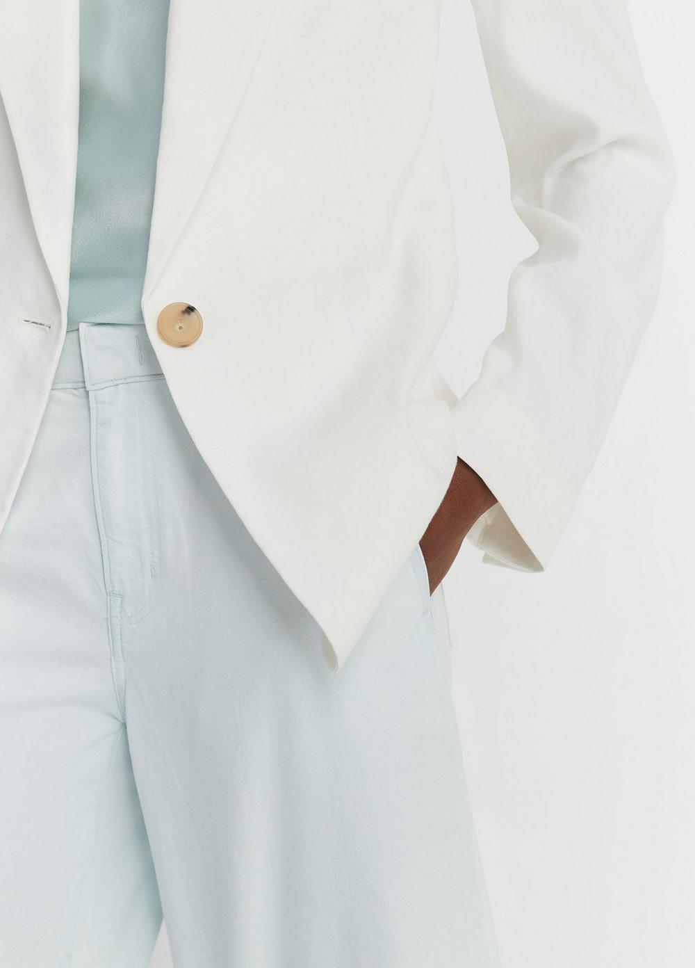 Linen-Blend Single-Breasted Blazer Product Image