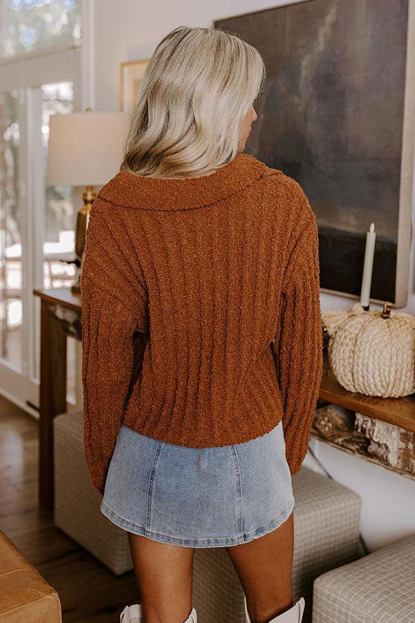 Harvest Hues Knit Sweater Top in Cinnamon Product Image