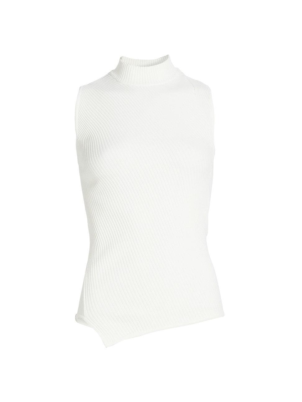 Womens Asymmetric Rib-Knit Top Product Image