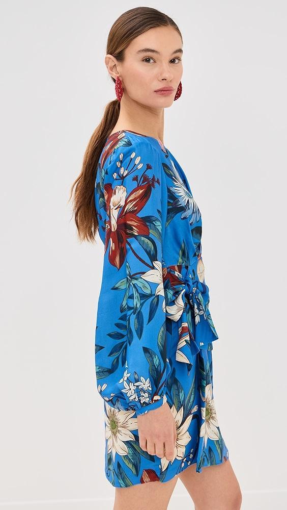 FARM Rio Surreal Flowers Blue Wrap Mini Dress | Shopbop Product Image