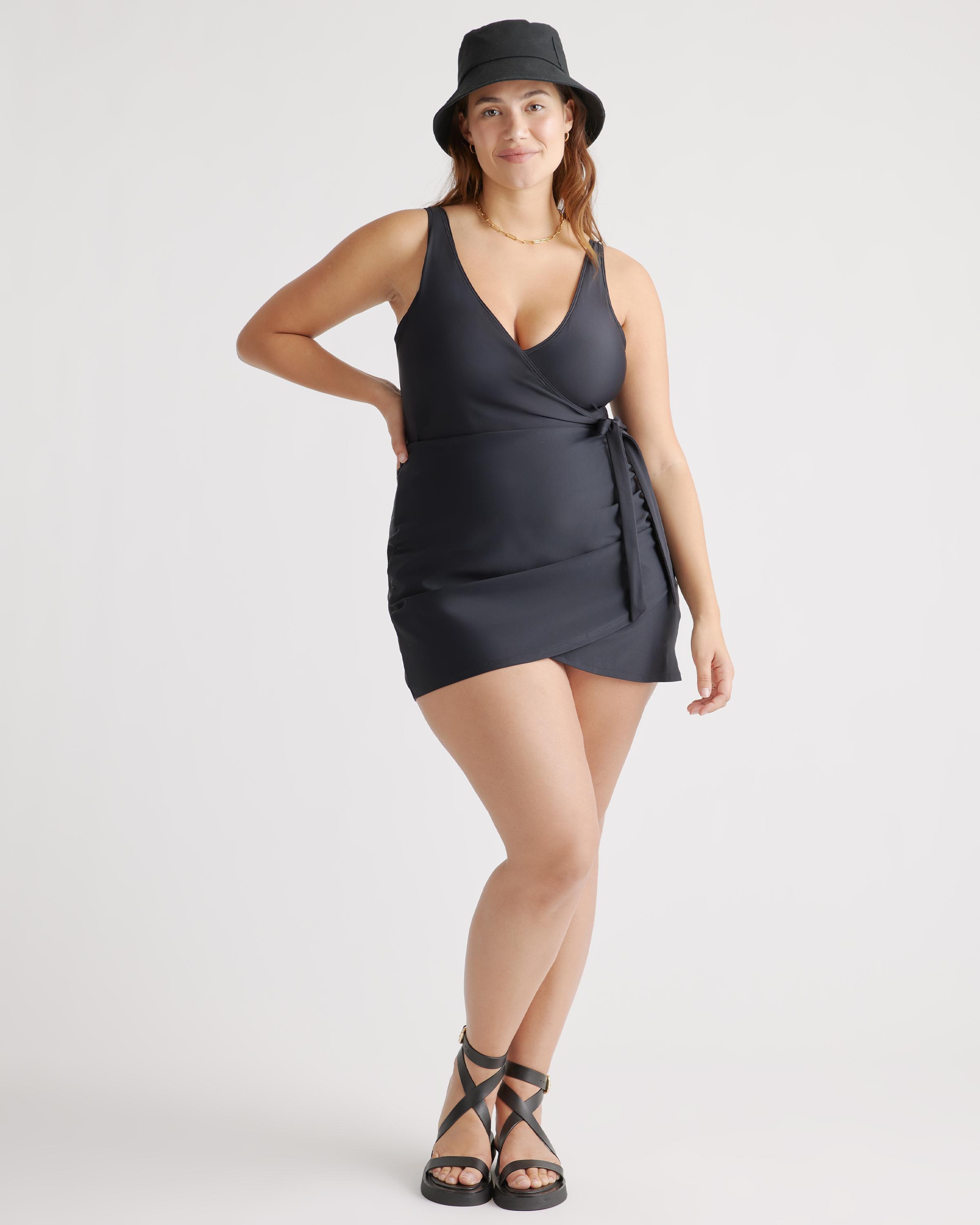 Womens Italian Wrap Swim Skirt in Black, Size Large, Recycled Polyester by Quince Product Image