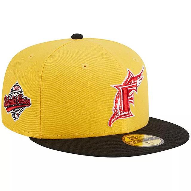 Mens New Era Yellow/Black Florida Marlins Grilled 59FIFTY Fitted Hat Product Image