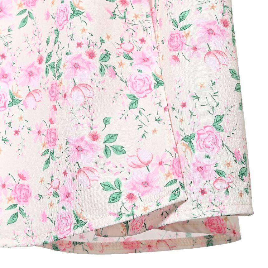 Cap-Sleeve Floral Print A-Line Dress Product Image