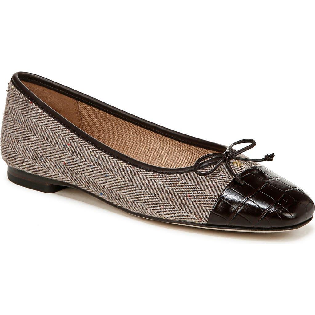 SAM EDELMAN Women's Marley Cap-toe Ballet Flats In Brown Mult Tweed,black Product Image