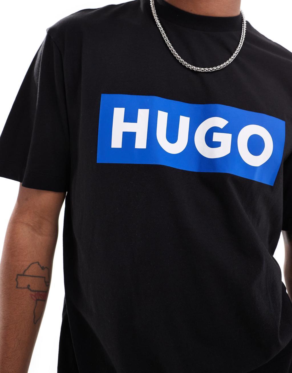 HUGO BLUE relaxed logo tee in black Product Image