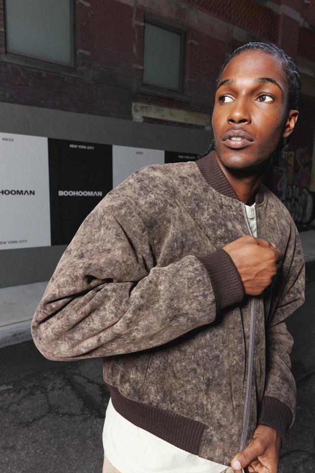 Boxy Acid Wash Bomber | boohooMAN USA Product Image