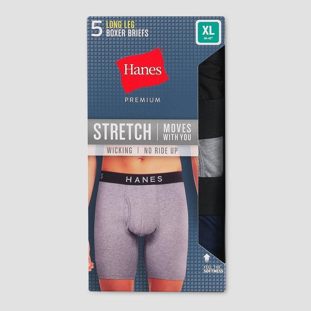 Hanes Premium Mens Stretch Long Leg Boxer Briefs 5pk - Black/Navy Blue Product Image