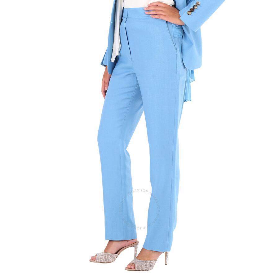 BURBERRY Ladies Blue Topaz Jersey Sash Detail Tailored Trousers Product Image