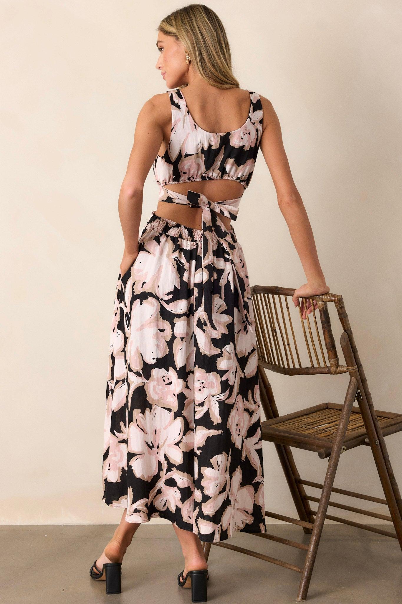 Radiant Day Black Floral Cutout Maxi Dress Product Image