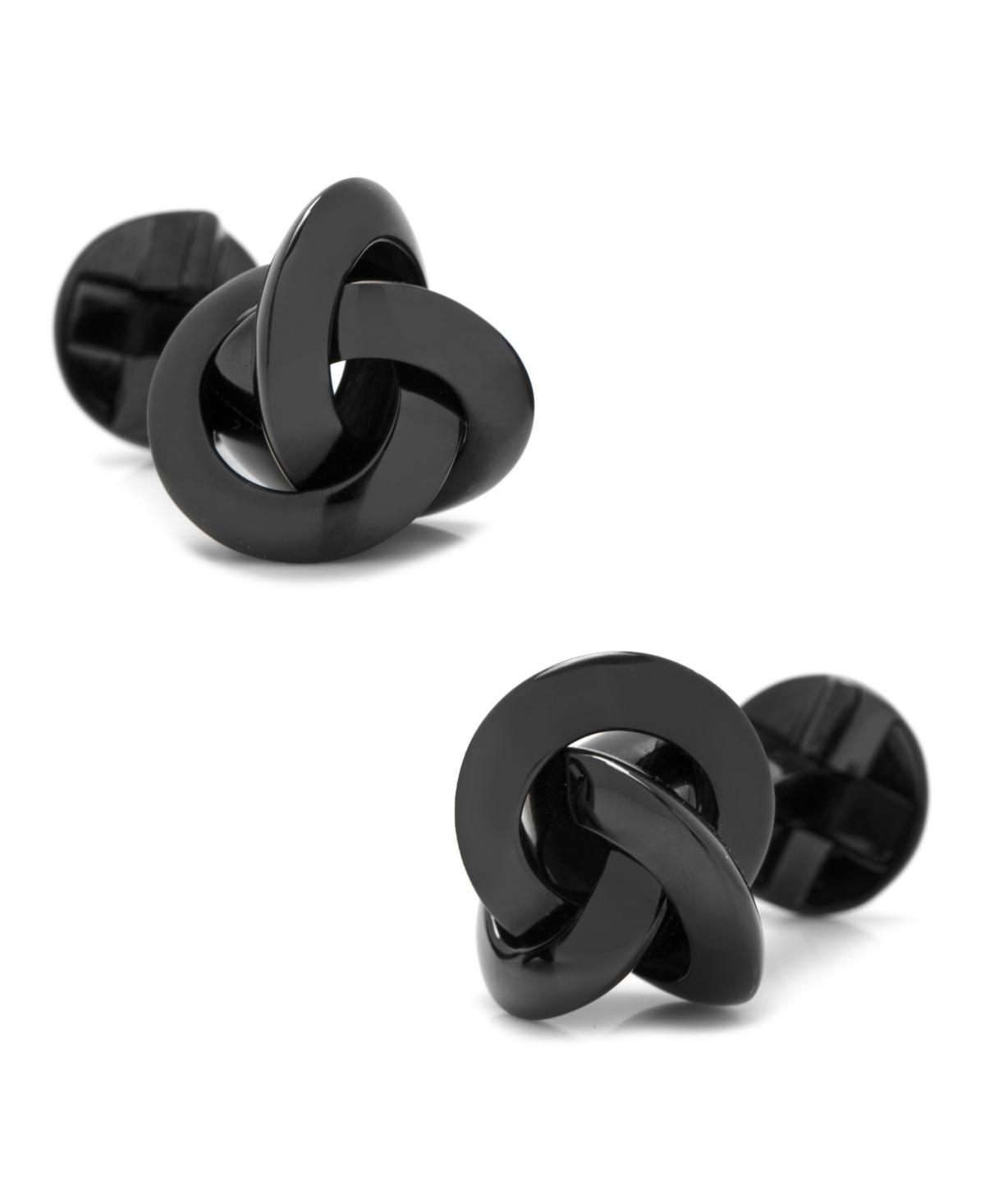 Mens Sterling Silver Black Knot Cufflinks Product Image