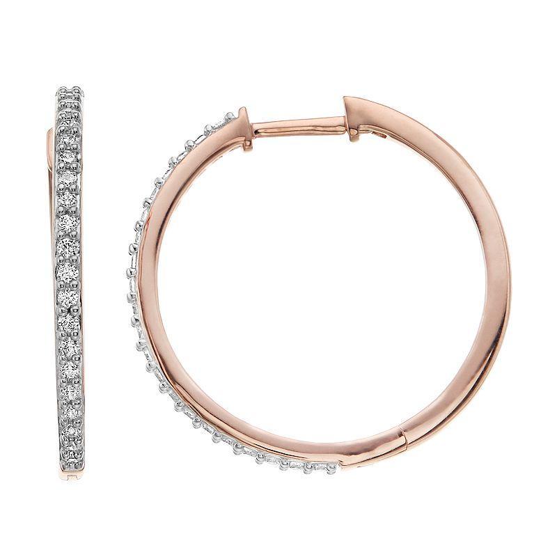 Diamond Brilliance 1/2 Carat T.W. Diamond Hoop Earrings, Womens, Pink Tone Product Image