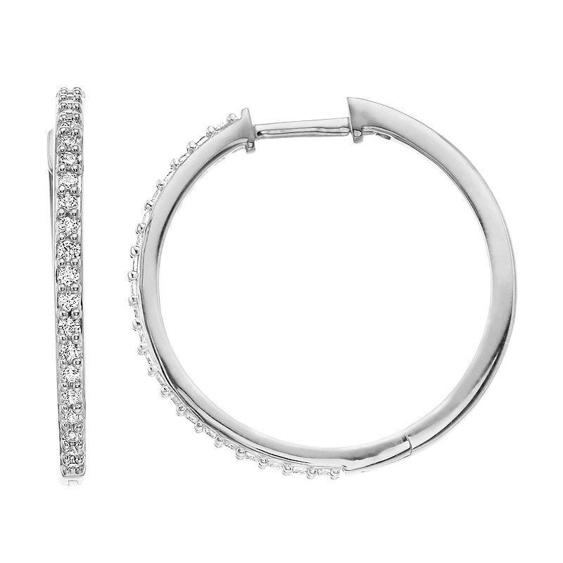 Diamond Brilliance 1/2 Carat T.W. Diamond Hoop Earrings, Womens, Silver Tone Product Image