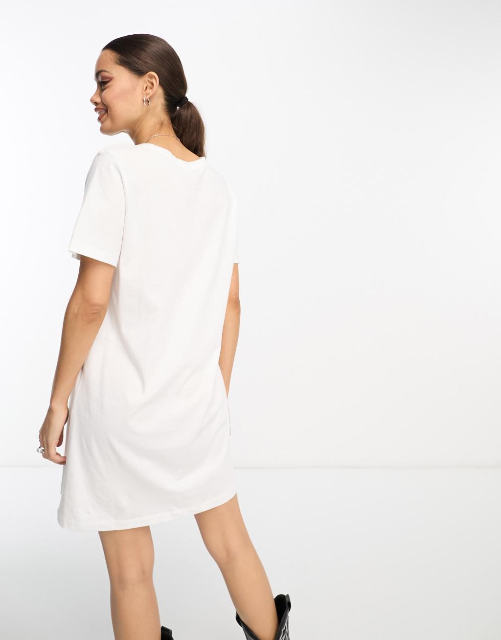 Only Petite mini t-shirt dress in white  Product Image