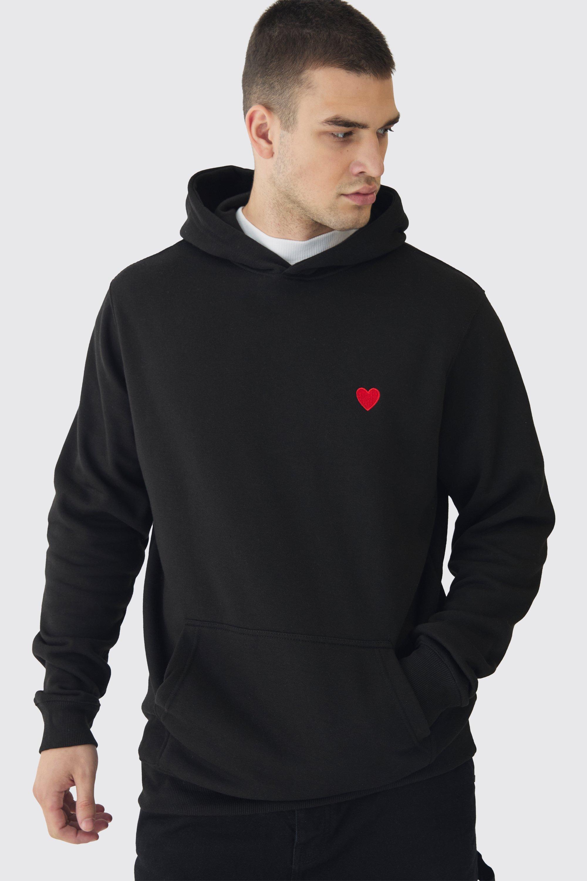 Tall Heart Embroidered Hoodie | boohooMAN USA Product Image