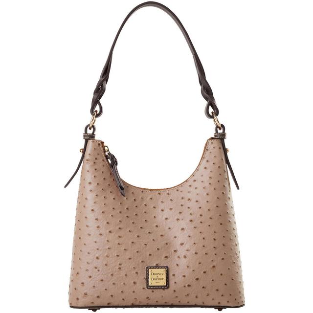 Dooney & Bourke Womens Ostrich Bryce Leather Hobo Bag in Light Taupe Product Image