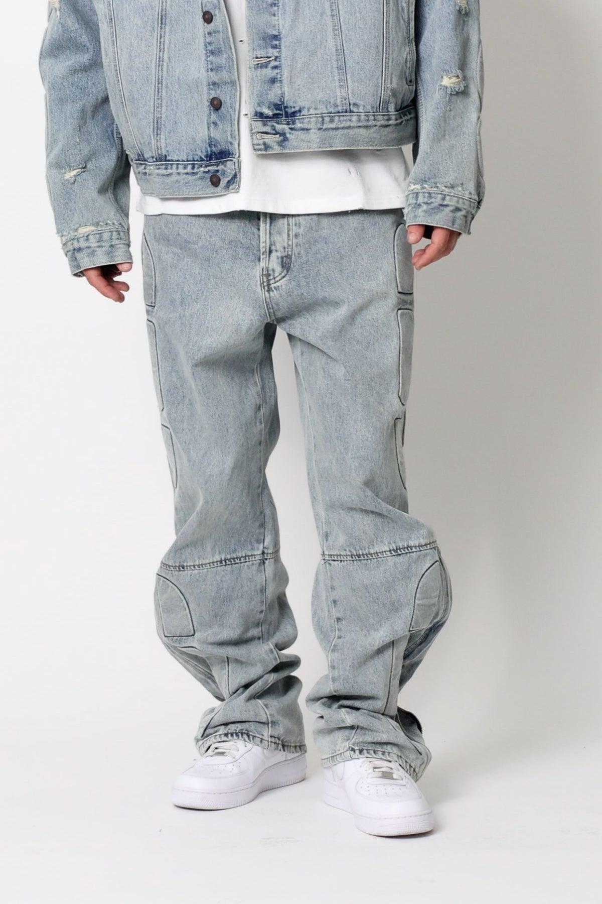 Ultra Baggy Moto Denim - Blue Product Image