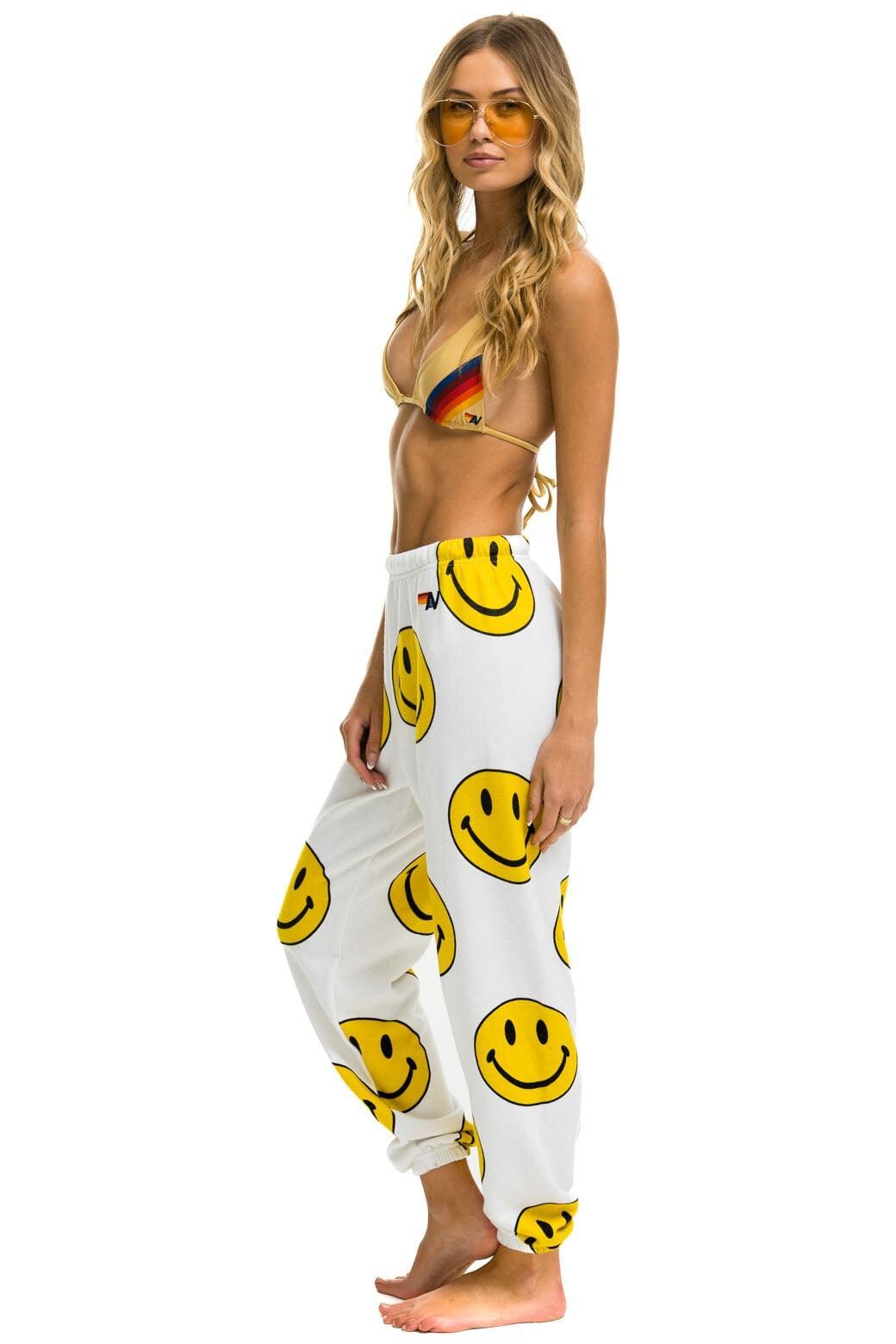 SMILEY REPEAT SWEATPANTS - WHITE Female Product Image