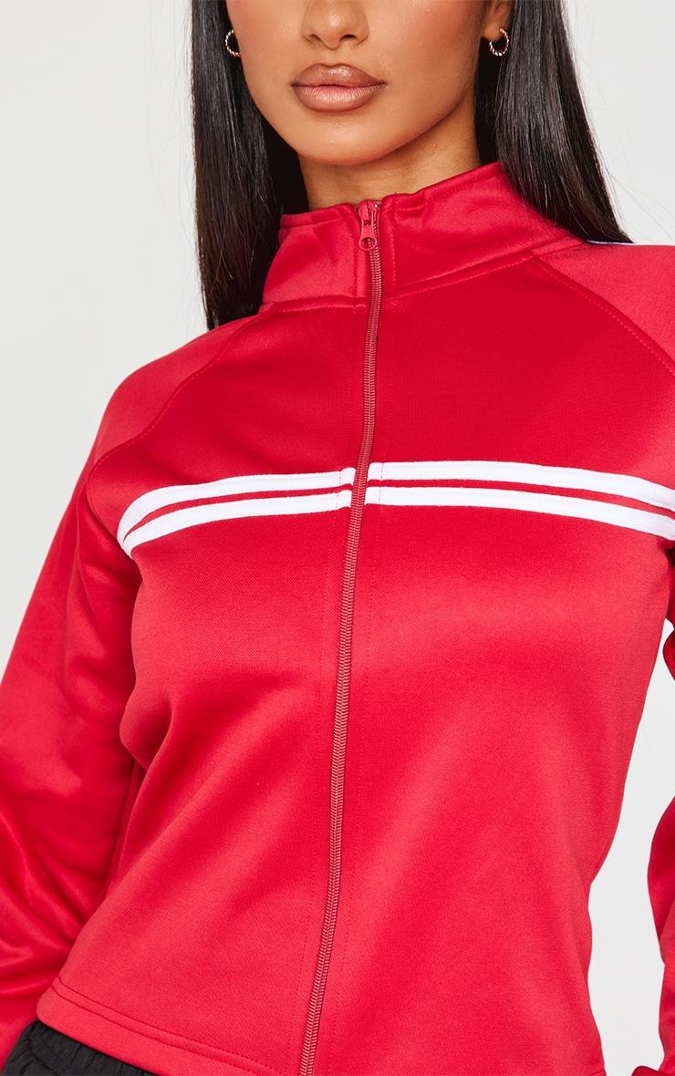 Petite Red Stripe Detail Zip Up Track Jacket Product Image