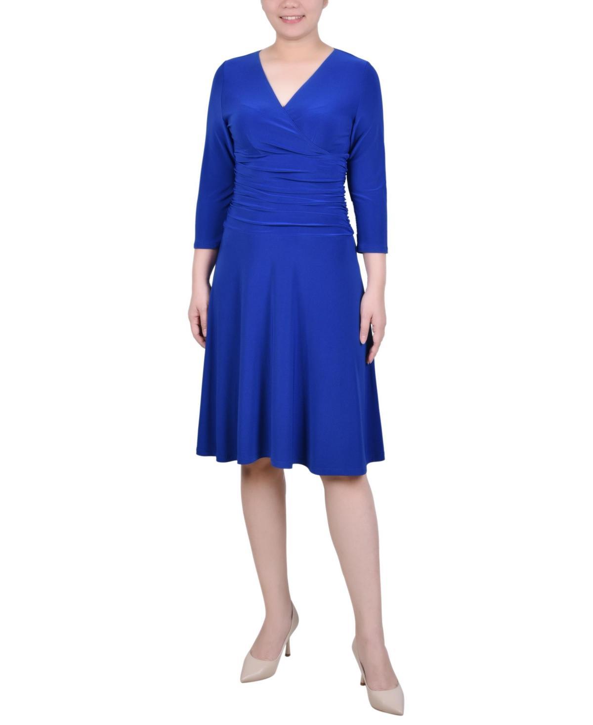 Ny Collection Petite 3/4 Sleeve Rouched-Waist Dress Product Image