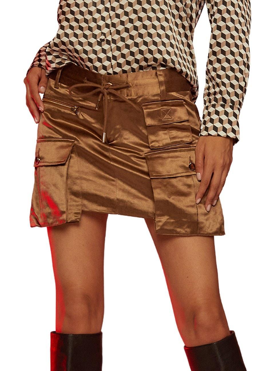 Womens Silk-Blend Cargo Miniskirt Product Image