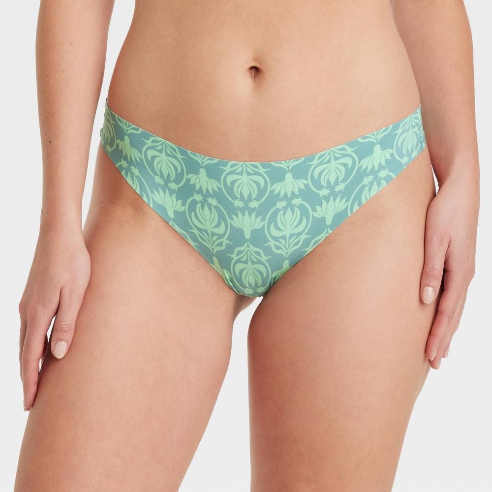 Womens Floral Print Invisible Edge Thong - Auden Tidal Flow/Lime Lotus Floral L Product Image