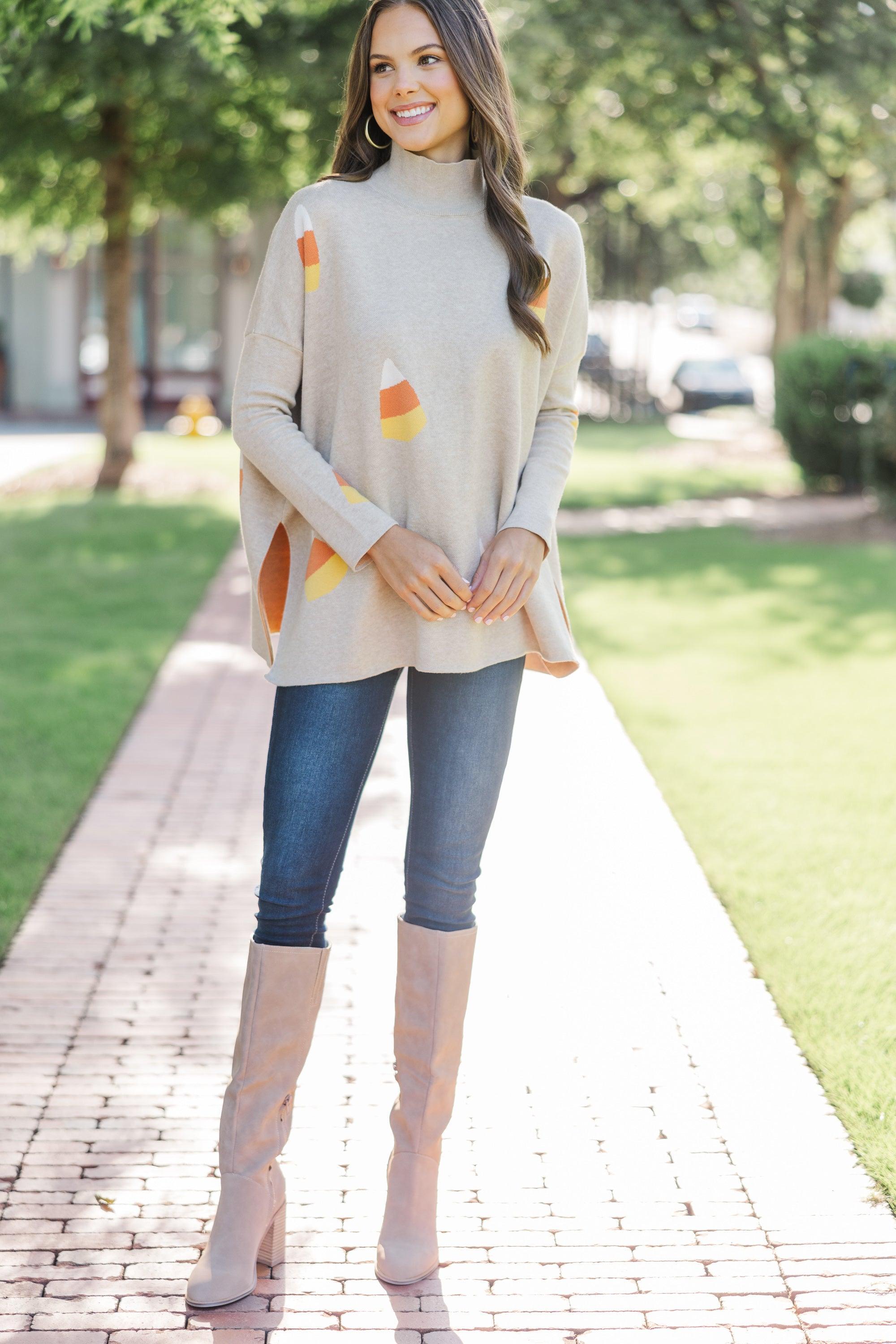 Quick Decisions Oatmeal Candy Corn Sweater Female Product Image