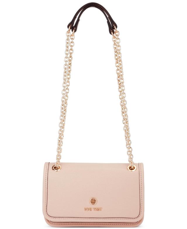 Nine West Womens Saoirse Mini Convertible Flap Crossbody Bag - Beige Logo Product Image