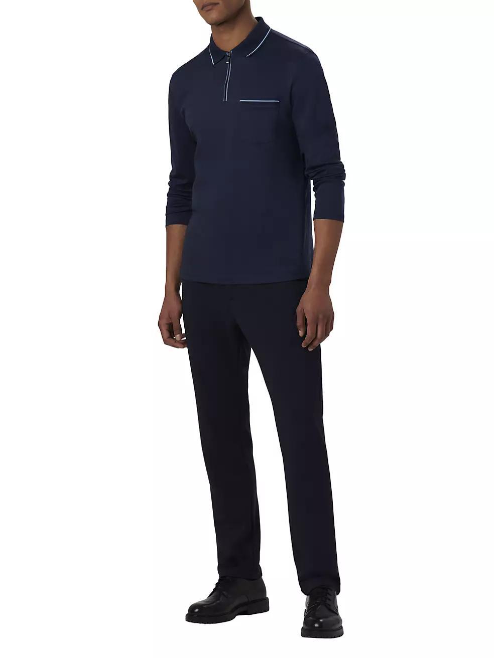 Quarter-Zip Long-Sleeve Polo Shirt Product Image