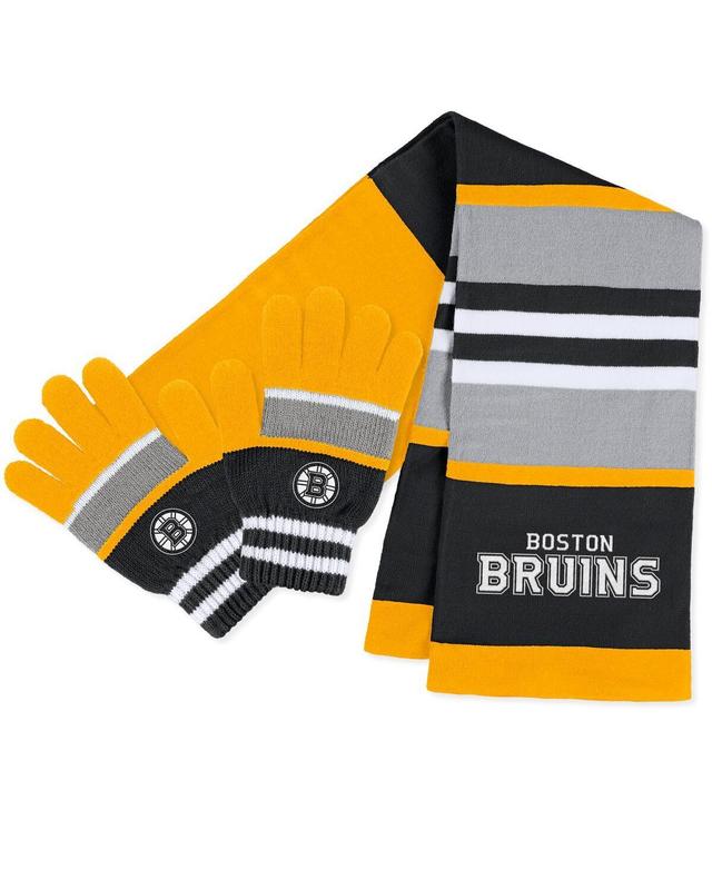 Womens WEAR by Erin Andrews Boston Bruins Stripe Glove & Scarf Set Product Image