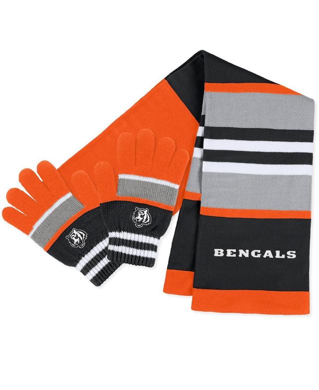 Womens Wear by Erin Andrews Cincinnati Bengals Stripe Glove and Scarf Set Product Image