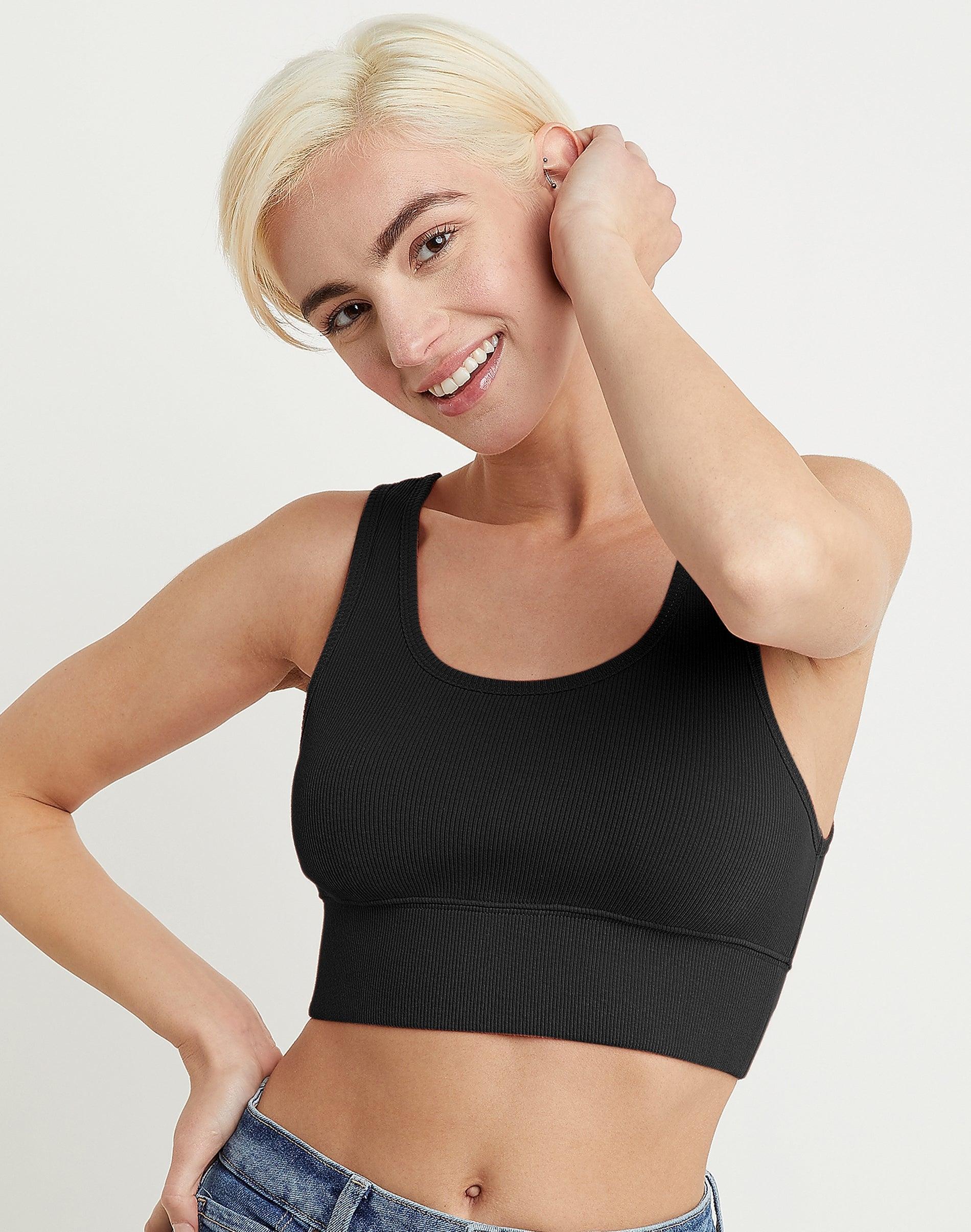 Hanes Originals Womens Rib Longline Bralette, Cotton Light Steel XS product image