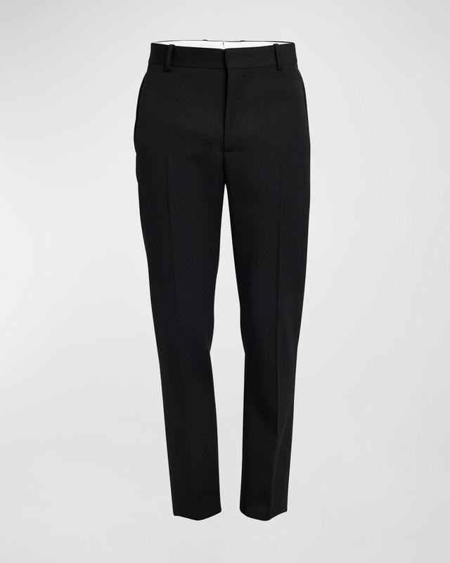 Mens Slim Solid Wool Trousers Product Image