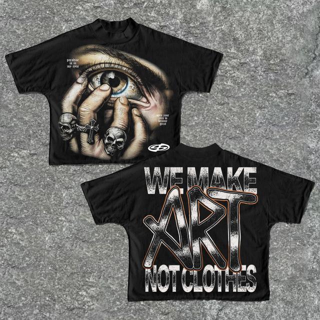 Vintage We Make Art Not Clothing Abstract Eye Graphic Cropped T-Shirts Product Image