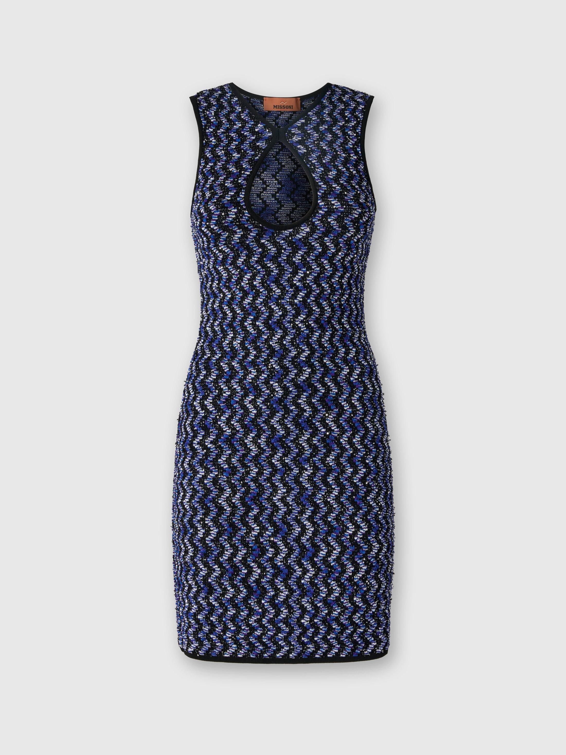 Sleeveless zig zag mini-dress with sequins Product Image