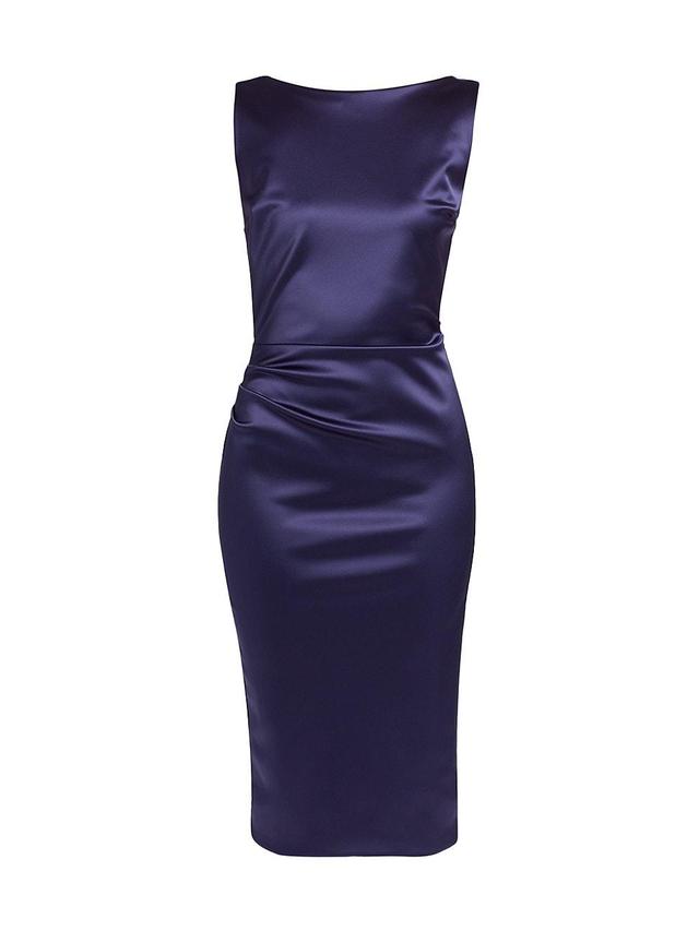 Womens Ajour Satin Boatneck Midi-Dress Product Image