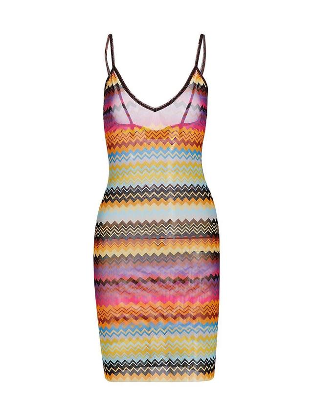 Womens Chevron Print Mesh Cover-Up Dress Product Image