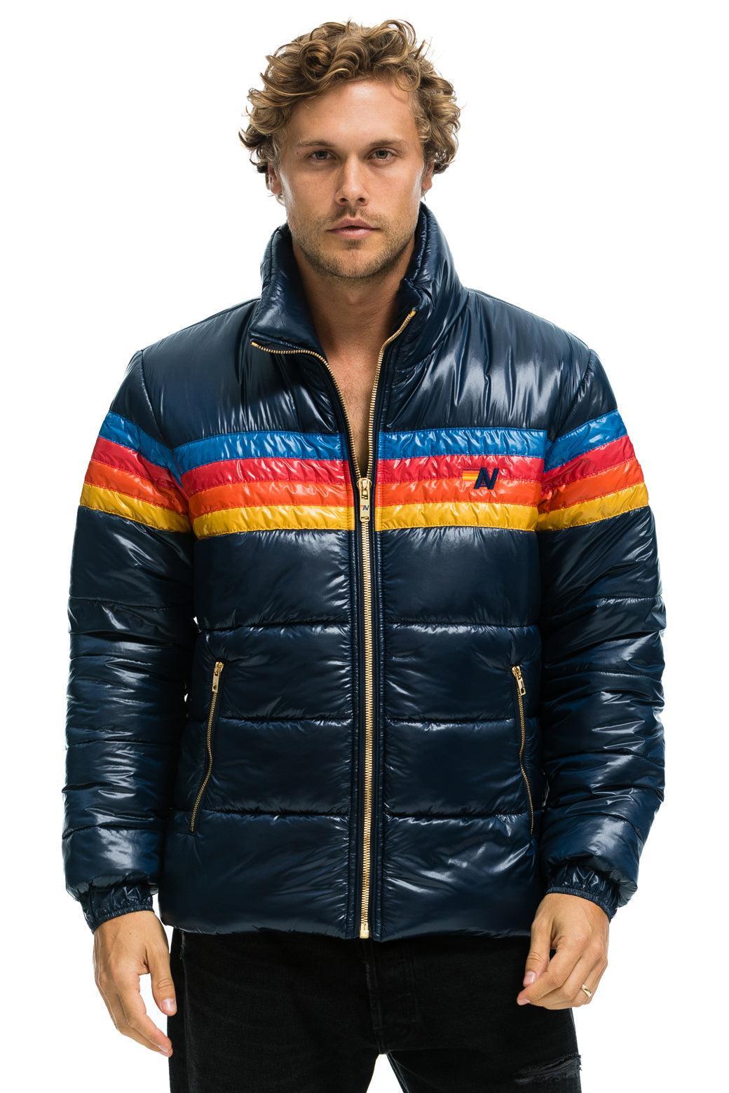 4 STRIPE LUXE TRAVELER JACKET - GLOSSY DEEP BLUE Male Product Image