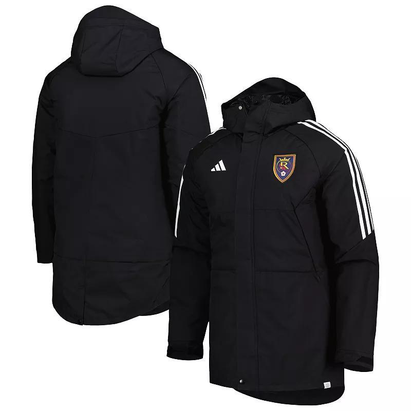 Mens adidas Black Real Salt Lake Stadium Parka Raglan Full-Zip Hoodie Jacket Product Image