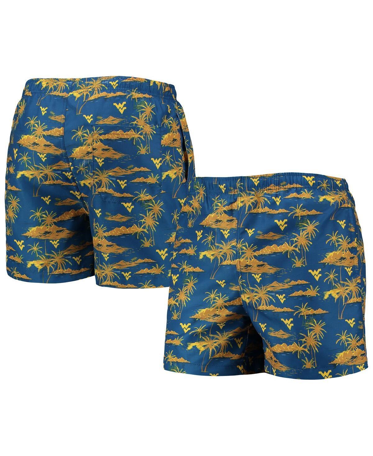 Mens FOCO West Virginia Mountaineers Island Palm Swim Trunks Blue Product Image