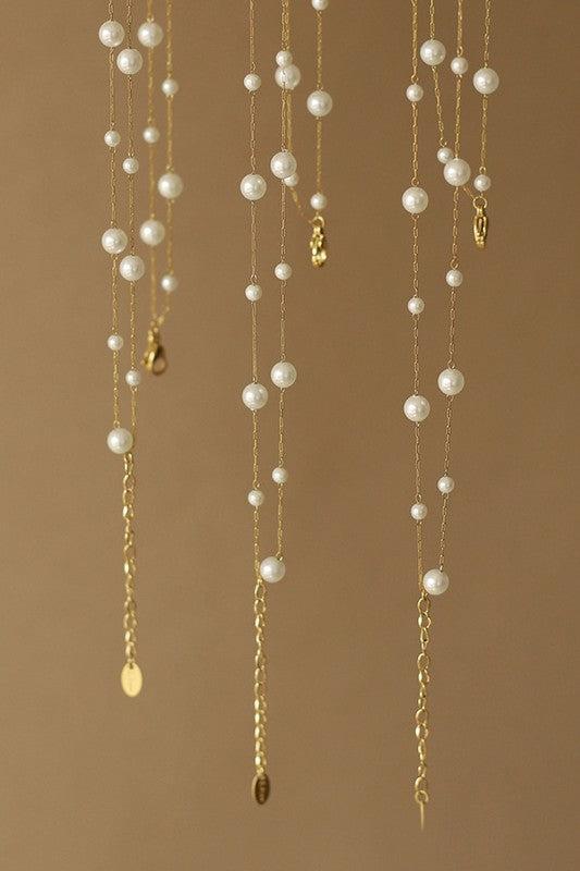 Layered Pearl Chain Necklace Product Image