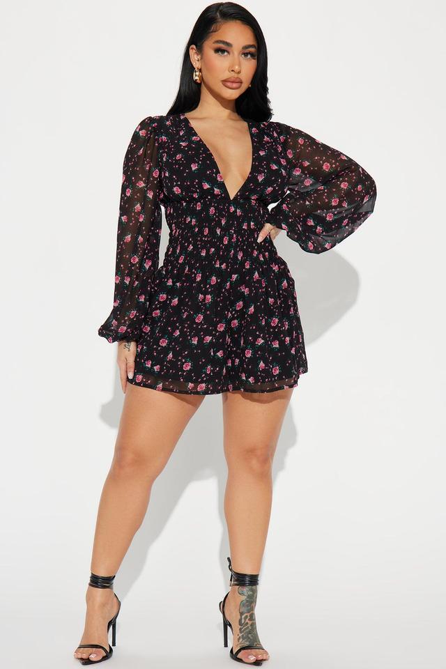 Thinking About You Floral Romper - Black/combo Product Image