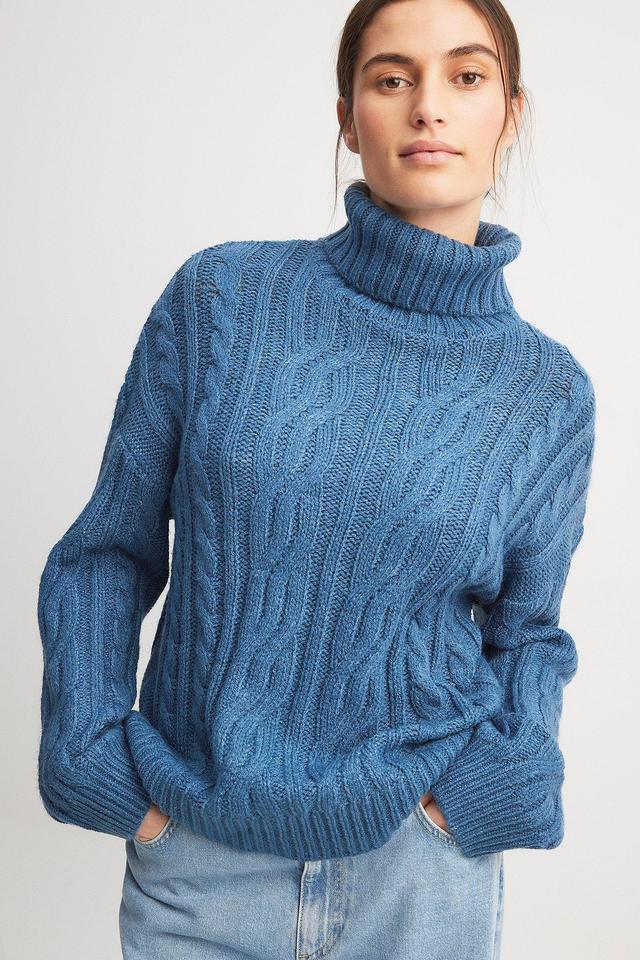 Turtleneck Knitted Cable Sweater Product Image