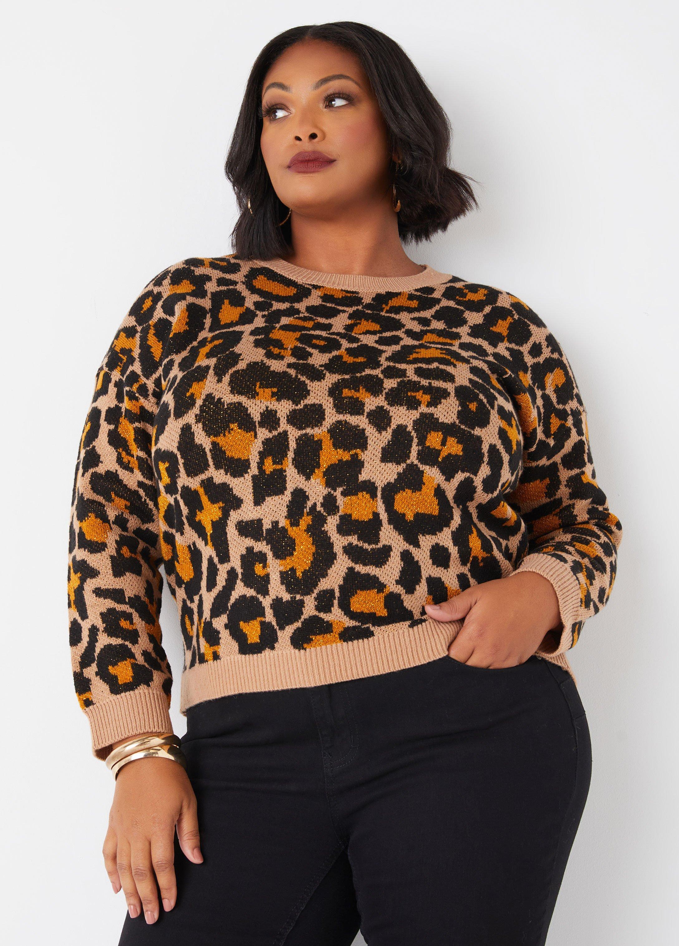 Plus Size Metallic Animal Intarsia Sweater Ashley Stewart product image