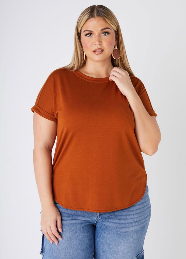 Plus Size Cuffed French Terry Tee, - Ashley Stewart Product Image