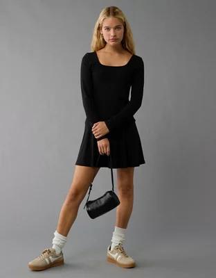 AE Knit Square Neck Drop Waist Mini Dress Product Image