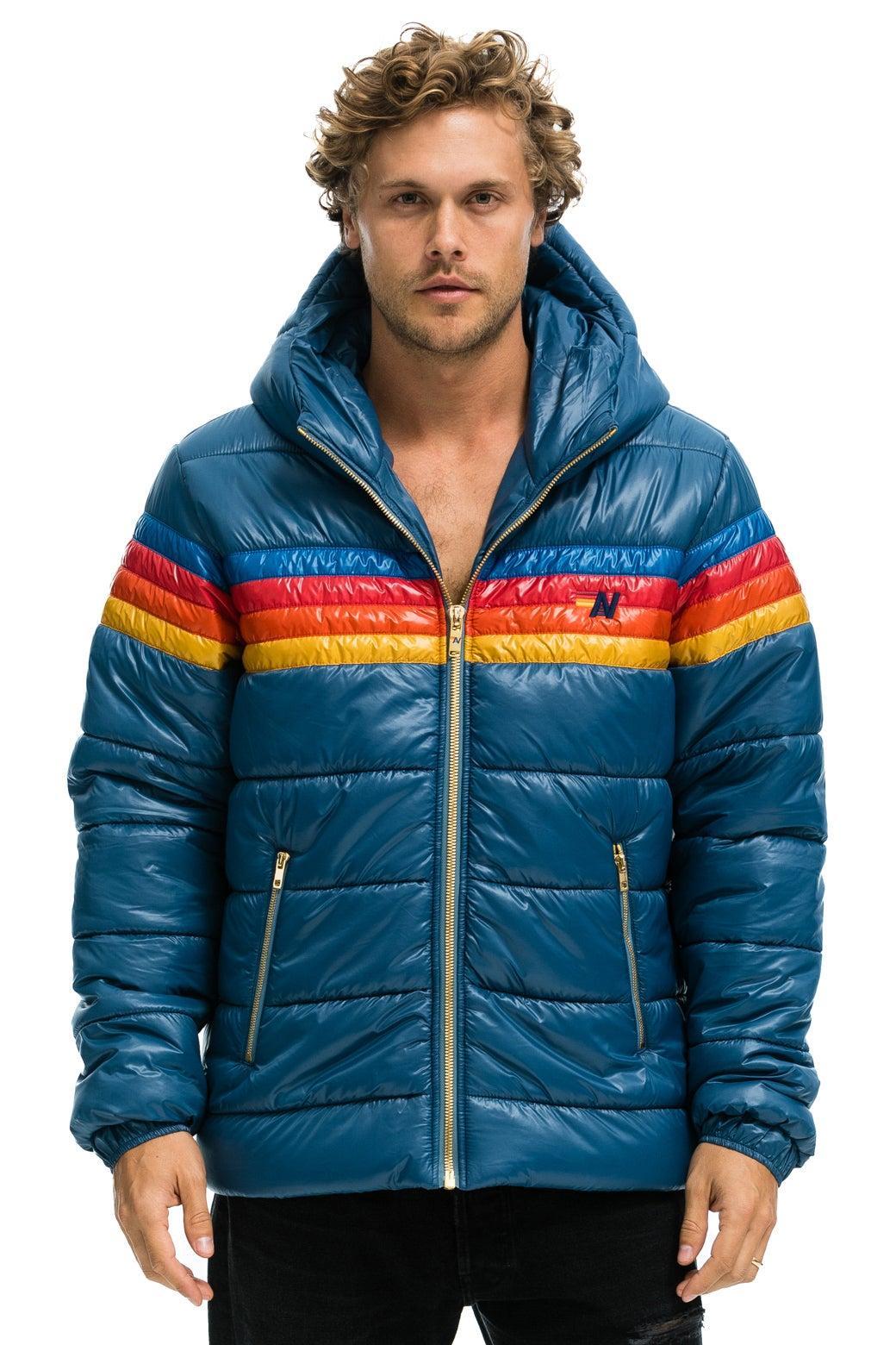 4 STRIPE LUXE TREKKER JACKET - GLOSSY DEEP BLUE Male Product Image